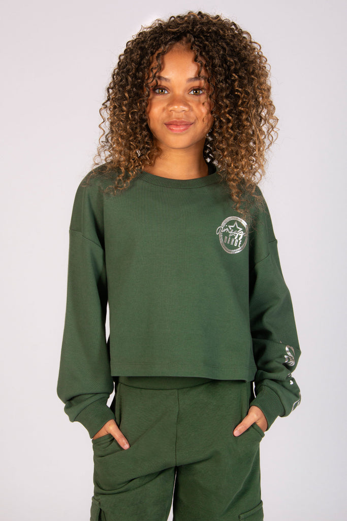 Khaki Crop Sweatshirt for Girls Pineapple Dance Tops New In