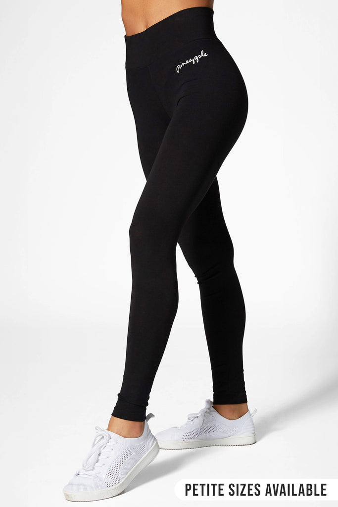 Women's Black Wide Waistband Leggings | Pineapple Dance Essentials