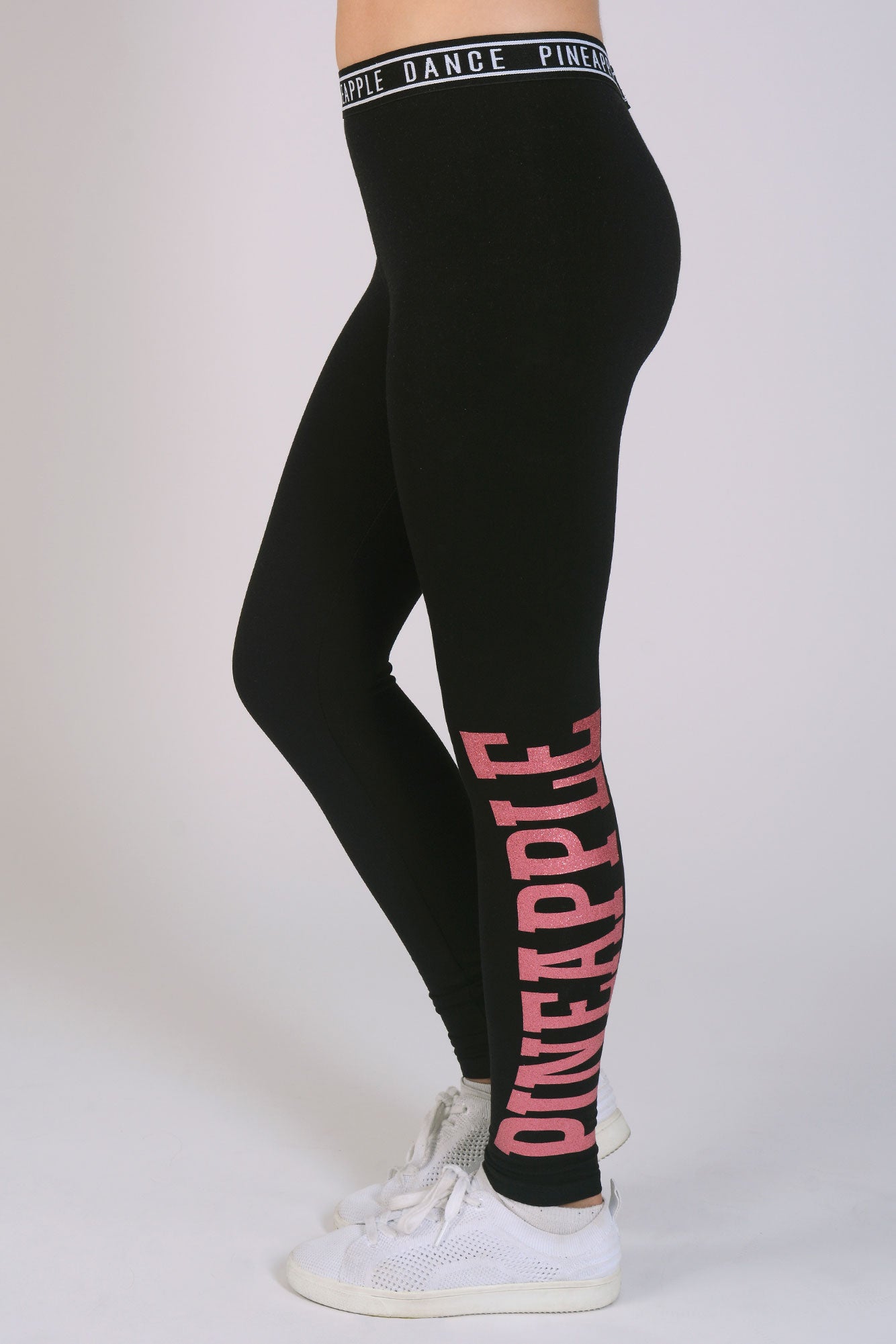 Girl wearing Pineapple Black Glitter Jacquard Leggings