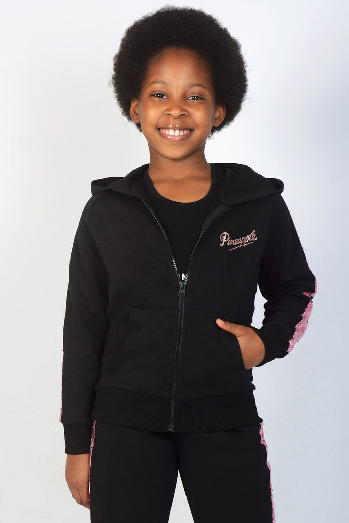 Buy Pineapple Girls Black Sequin Stripe Zip Hoodie online