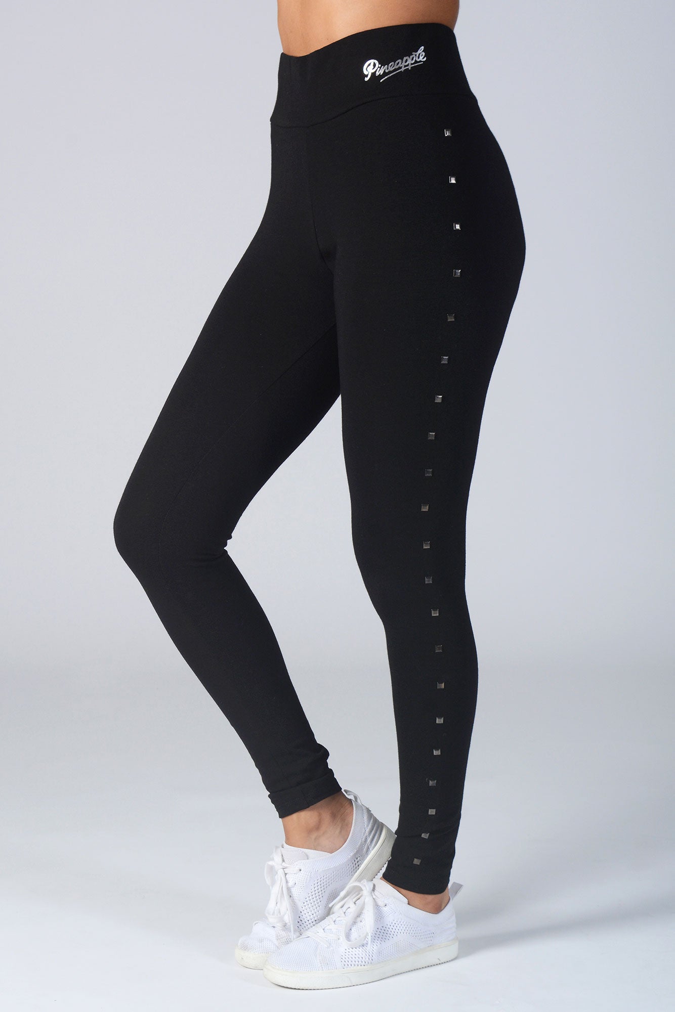 Woman wearing Pineapple Stud black Leggings