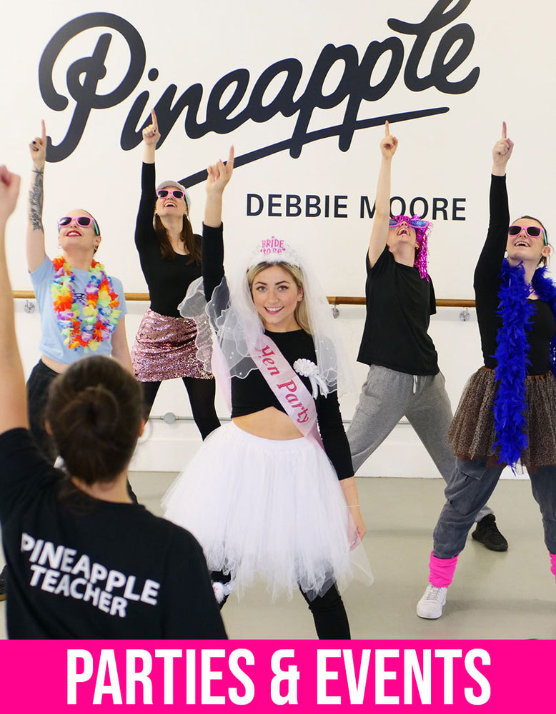 Organise your dream dance private event at the world famous Pineapple Dance Studios! Create your hen party, birthday party, wedding dance practice and office parties and make your dance fantasy true!