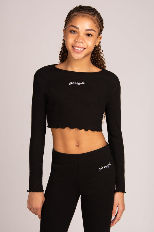 Long Sleeve Rib Crop Top