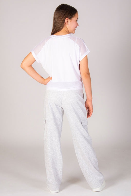 Girls' White Dance Crop TShirt Pineapple Dance Tops for Kids