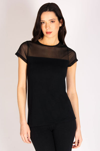 black mesh top short sleeve