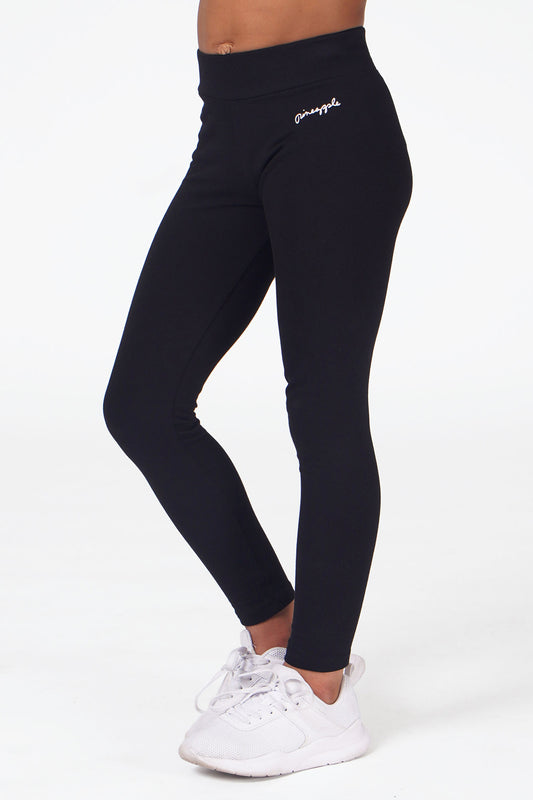 Girl wearing Pineapple Black Band Leggings