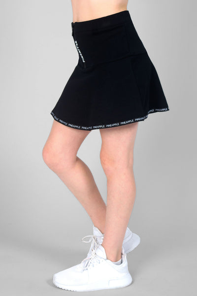 Girl wearing Pineapple black Zip Skater Skirt