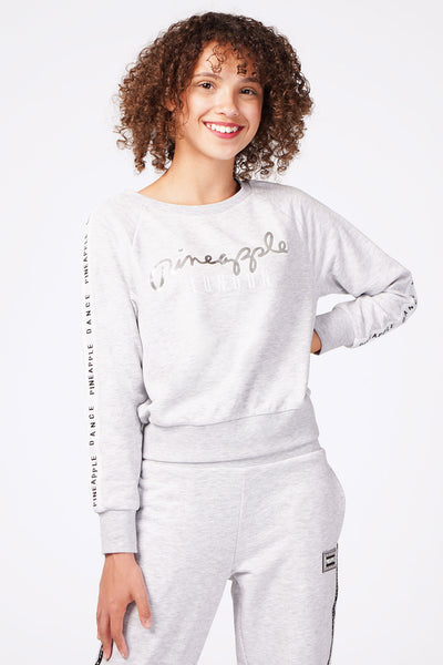 Girl wearing Pineapple Grey Jacquard Sweatshirt