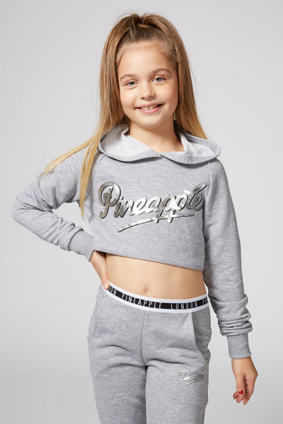 Girl wearing Pineapple Grey Crop Hoodie