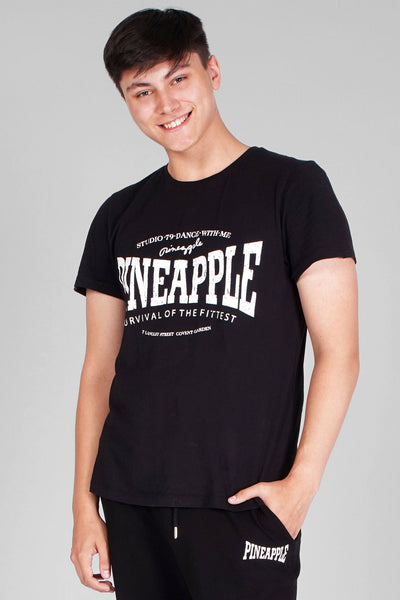 Man wearing Pineapple Unisex Black T-Shirt