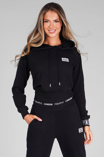 Woman wearing Pineapple Black Midi Badge Hoodie