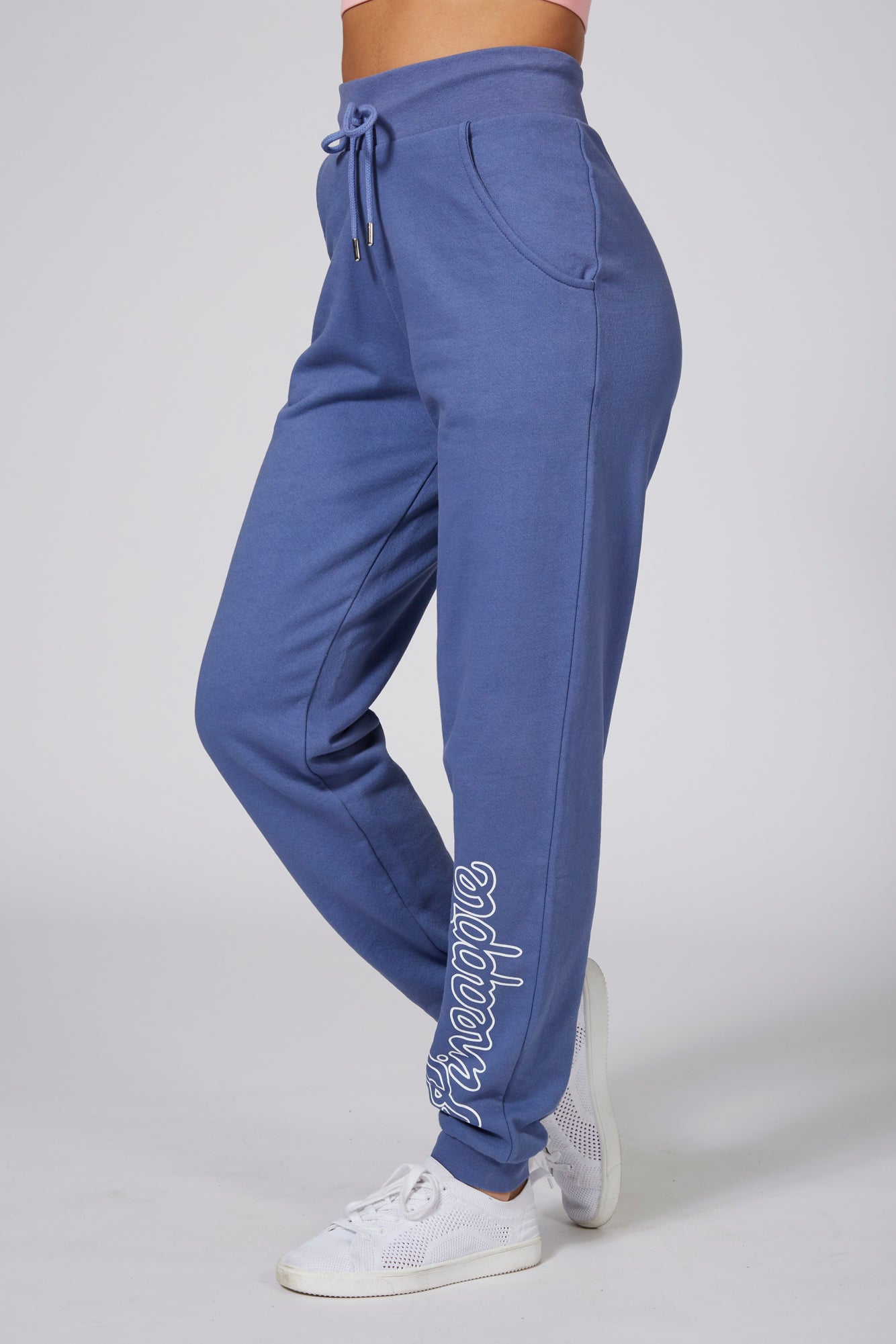 Woman wearing Pineapple Loopback Blue Joggers