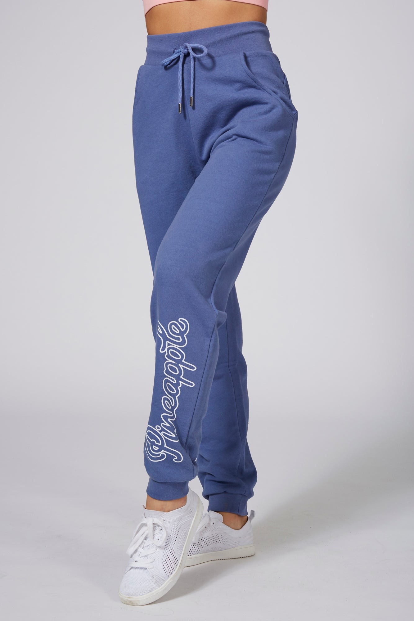 Woman wearing Loopback Blue Joggers