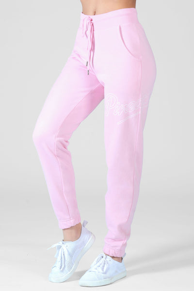 Woman wearing Pineapple pink Retro Slim Cuff Joggers